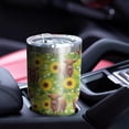 thumbnail image 4 of 30oz Highland Cow Sunflower Field Pattern Tumblers Stainless Steel Tumbler with Lid and Straw,Vacuum Insulated Double Wall Travel Tumbler Cups Mug with Cleaning Brush for Coffee,Tea, 4 of 7