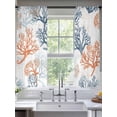 thumbnail image 2 of Summer Ocean Sheer Curtains 72 Inch Long 2 Panels, Orange Beige Blue Coral Coastal Nautical Light Filtering Rod Pocket Curtains, Sheer Voile Drapes for Living Room Bedroom, 52"x72", 2 of 8