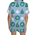thumbnail image 3 of GDREDA Ensemble de pyjamas pour Femmes Dames de Noël Imprimé en Satin de Soie à Manches Courtes Ensemble de Pyjama Femmes Ensembles de pyjamas pyjamas Bleu Foncé,L, 3 of 4