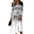 thumbnail image 2 of BOMYJESK Summer Dresses for Women Sexy V Neck Lightweight Breathable a Line Dress Ruched Flowy Pleated Formal Office Dress Gray S, 2 of 5