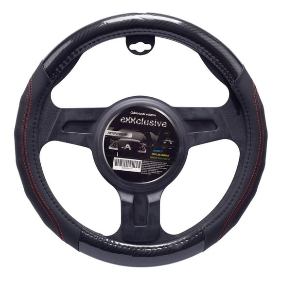 Funda Cubre Volante Fibra Carbono Universal 38cm Negro Auto negro