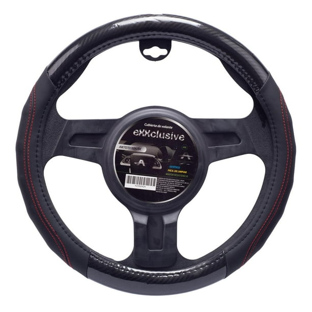 Funda Cubre Volante Fibra Carbono Universal 38cm Negro Auto negro
