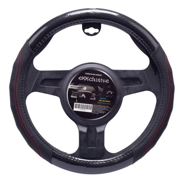 Funda Cubre Volante Fibra Carbono Universal 38cm Negro Auto negro