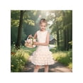 thumbnail image 2 of Sunny Fashion Girls Dress Beige Lace A-Line With Tiered Ruffle Hem Sleeveless Round Neck Party Wedding 7 Years, 2 of 7