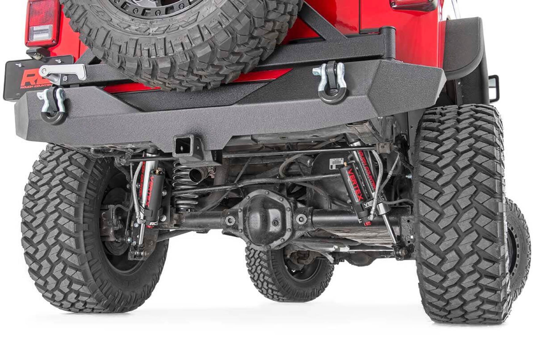 Rough Country Rear Vertex Adjustable Shock Absorbers (fits) 2007-2018 Jeep Wrangler JK | 3-5" Lift | Reservoir | 699006