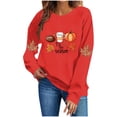 thumbnail image 4 of YFNNUP Women's Halloween Sweatshirts Tis The Season Pumpkin Football Graphic Pullover Tops Fall Crewneck Long Sleeve Shirts Red,XL, 4 of 6