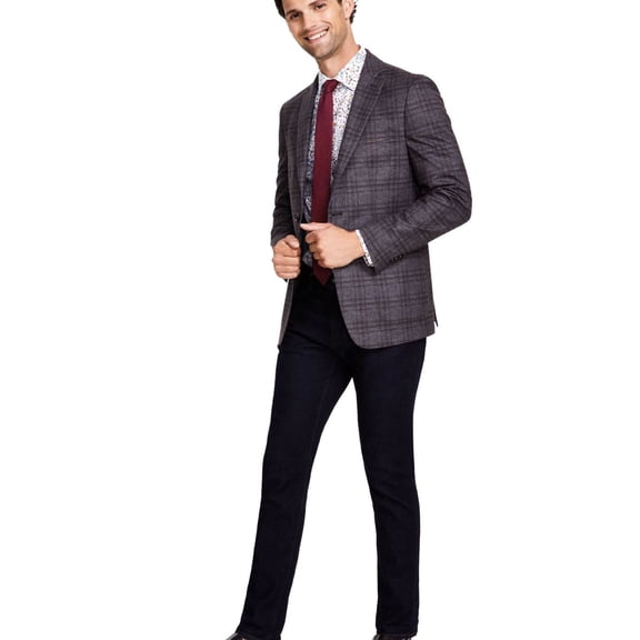 Bar III Men's Slim Fit Sport Coat Blazer Grey Brown  Knit 38S