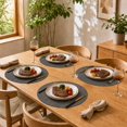 thumbnail image 4 of Unique Bargains 2 Pcs Oval Bamboo-like Texture Placemat Dark Gray, 4 of 5
