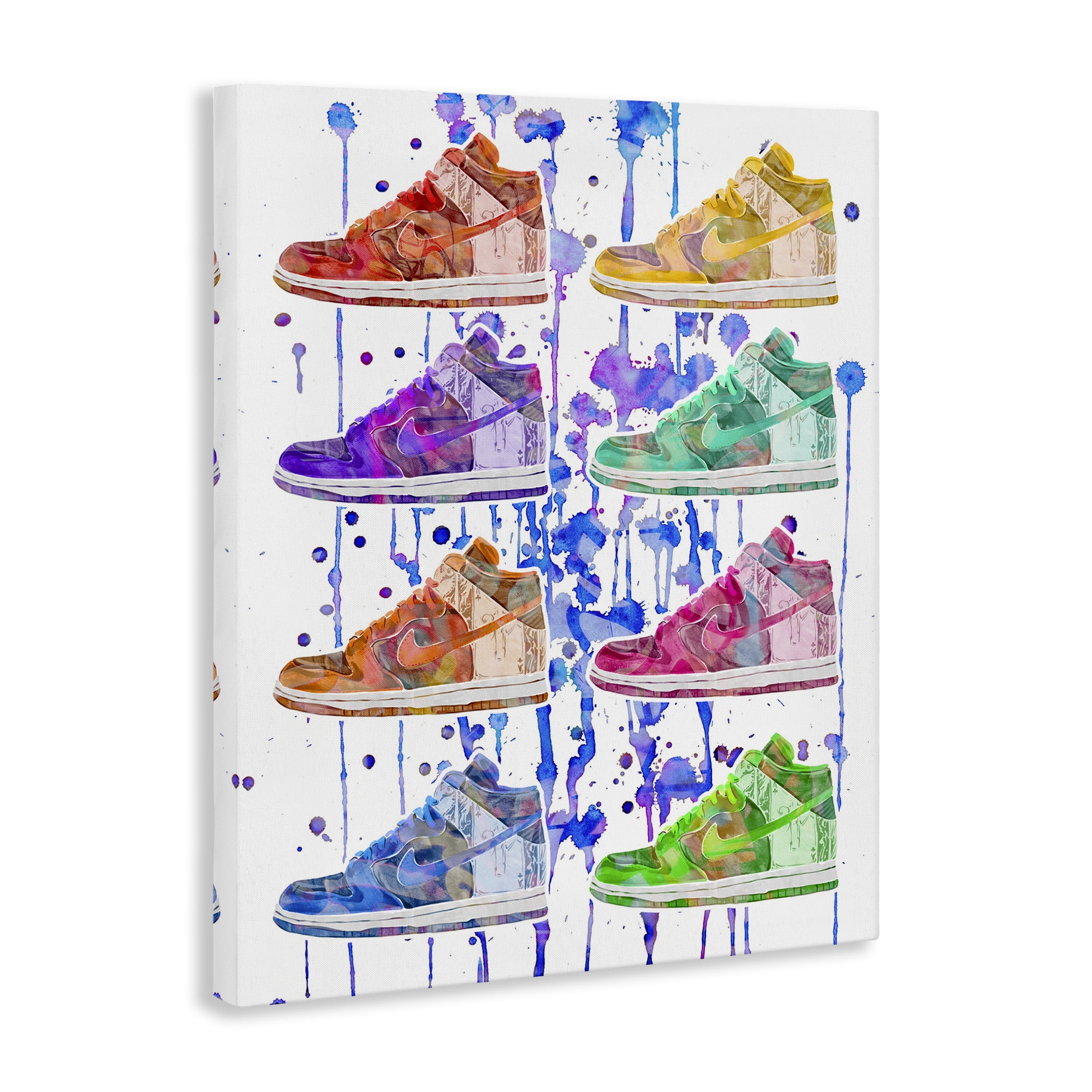 Stupell Industries Paint Drip Sneakers Beauty & Fashion Painting Gallery Wrapped Canvas Art Print Wall Art, 16 x 20
