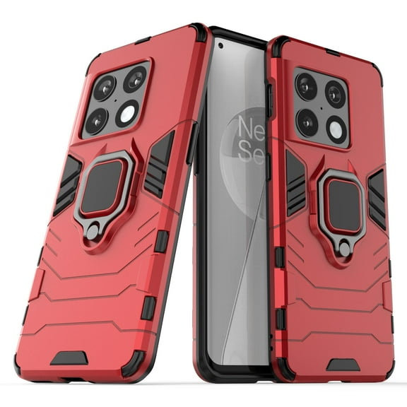 Nalacover for OnePlus 10 Pro 5G Case,Luxury Heavy Duty Armor Dual Layer Protective TPU Bumper Magnetic Finger Ring Kickstand Shockproof Dustproof Non-Slip Slim Back Phone Cover.Red