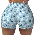 thumbnail image 2 of Balery Black White Gray Rabbit Pantalones cortos de entrenamiento estampados para mujer, sin costuras, ajustados, para gimnasio, yoga, correr, deportes, ejercicio activo, fitness.-XX-Large, 2 of 8