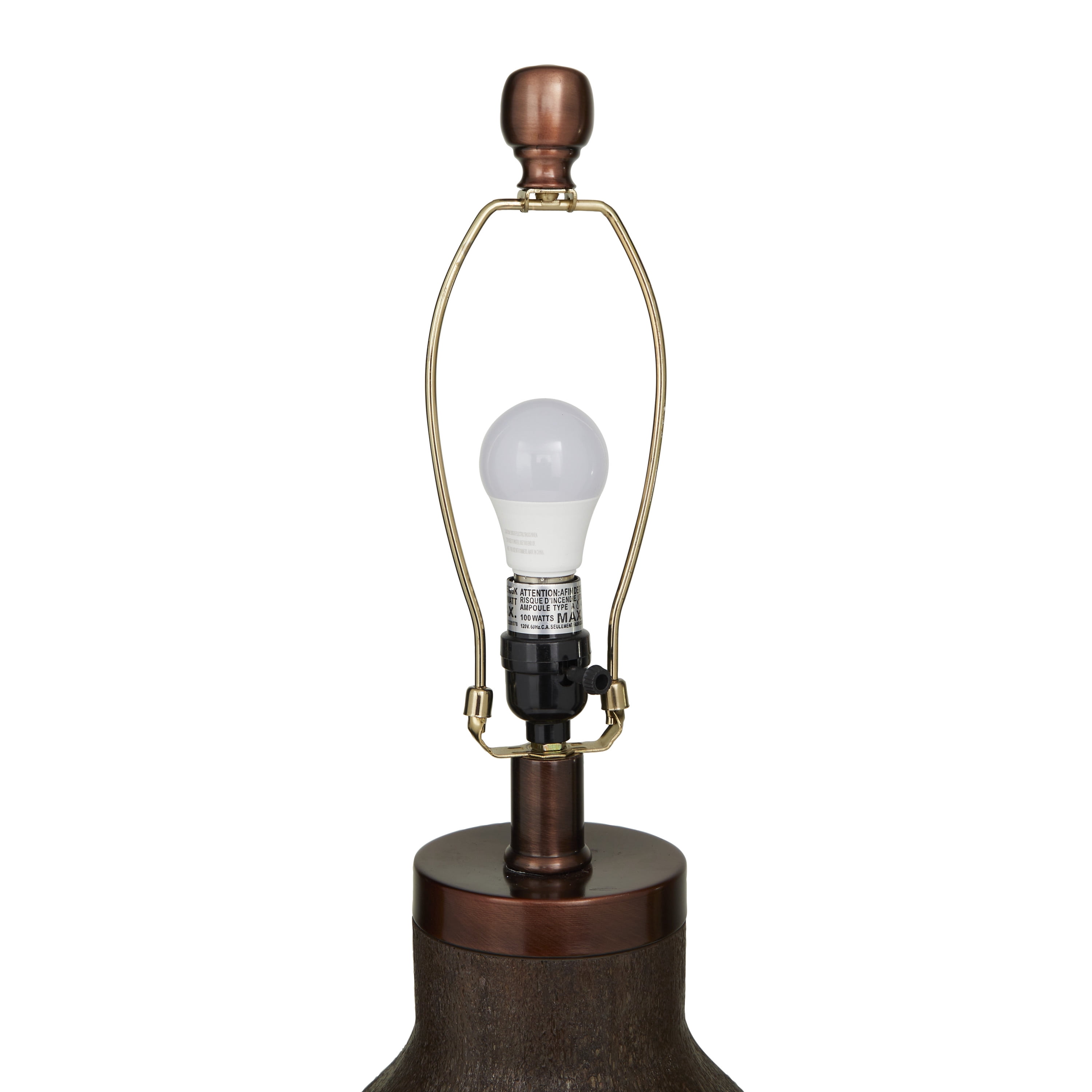 DecMode 31" Speckled Brown Table Lamp with Cream Linen Shade
