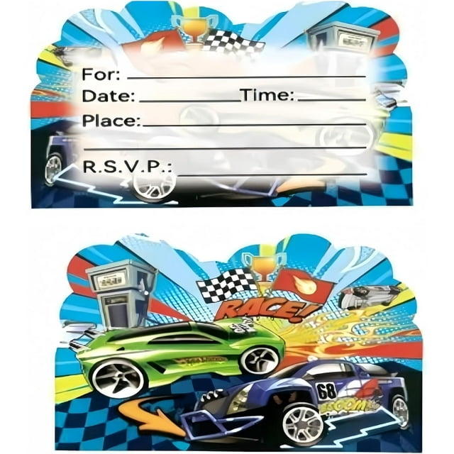 20PCS Racing Birthday Invitations, Perfect for Boys and Girls Birthday Parties - Party Celebrations, Birthday Party Invitations, Party Supplies