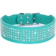 thumbnail image 2 of 1Pack Rhinestones Dog Collars-2" Wide Crystal Diamonds Studded PU Leather 5 Rows Sparkly Crystal Studded Collar for Medium and Large Dog, 2 of 6