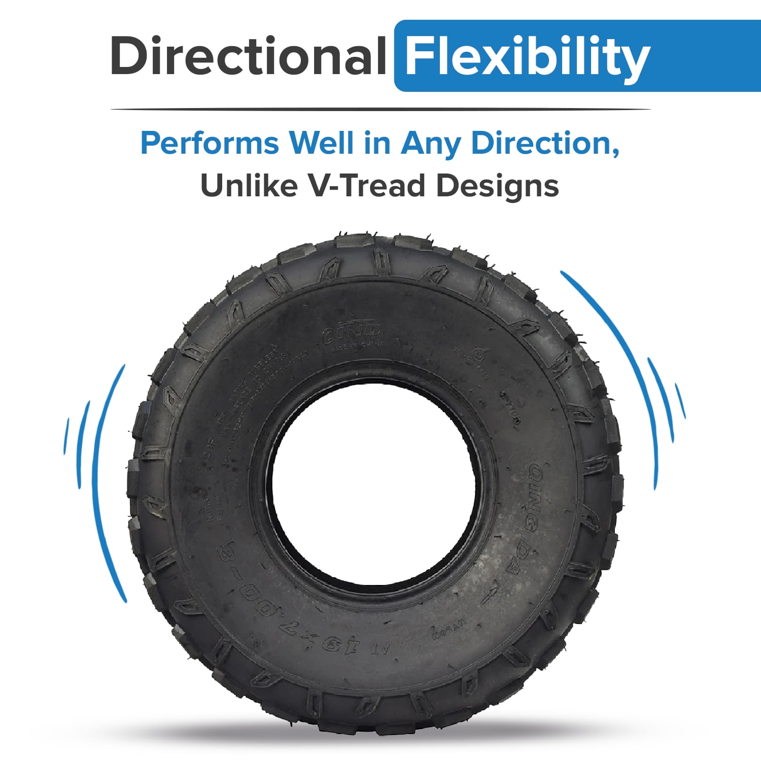 AlveyTech 19x7.00-8 Knobby Tire, Tubeless, Off-Road Traction for