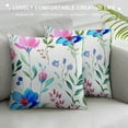 thumbnail image 3 of Fenyluxe Tulip Floral Leaf Lumbar Pillow Covers Spring Pink Purple Flowers Leaves Decorative Throw Pillows Seasonal Pillow Cases Farmhouse Home Decor for Cushion Couch Sofa Outdoor 18x18in, 3 of 5