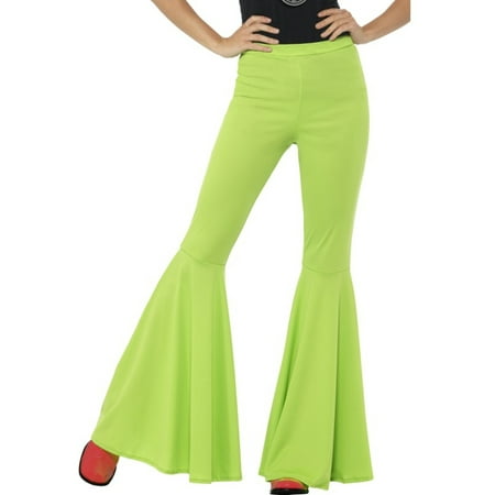 Adult's Womens Green 70s Flared Groovy Disco Pants