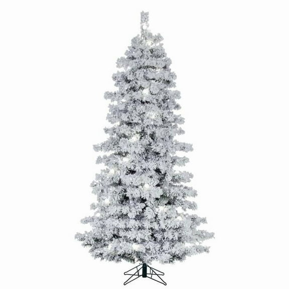Vickerman A246283LED 9 ft. x 58 in. Flocked Slim Alaskan 56G40 800PW Christmas Tree