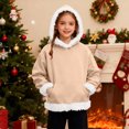 thumbnail image 2 of Girls' Furry Collar Hoodie Light Fleece Long Sleeve Sweatshirt Casual Fashion Pullover with Pockets 5-15Y, 2 of 6