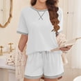 thumbnail image 2 of Kaemgyyd Women's Summer Two Piece Outfits Sweatsuit Casual Short Sleeve Shirts and Drawstring Shorts Fashion Lounge Sets, 2 of 5