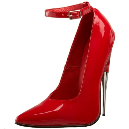 Womens Red High Heel Shoes Scream Fetish Shoes Ankle Strap Pointed 6 ...