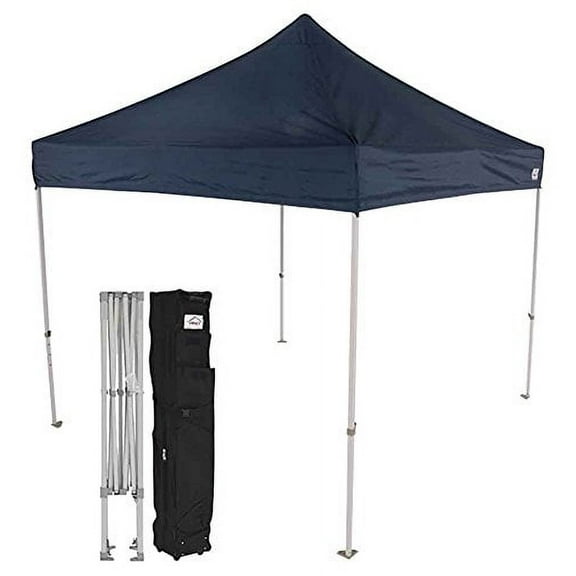Impact Canopy 10x10 Pop Up Canopy Tent, Powder Coated Steel Frame, Straight Leg, Wheeled Roller Bag, Navy Blue