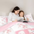 thumbnail image 4 of Manfei Lovely Monogram T Full Size Comforter Sets,Pretty Bownot Bedding Comforter Set,Pink,Pink Reversible,3-Piece,1 Comforter and 2 Pillowcases, 4 of 7