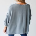 thumbnail image 4 of Women T-shirt Long Sleeve Crew Neck Ribbed Loose Slit Fall Tops, 4 of 5