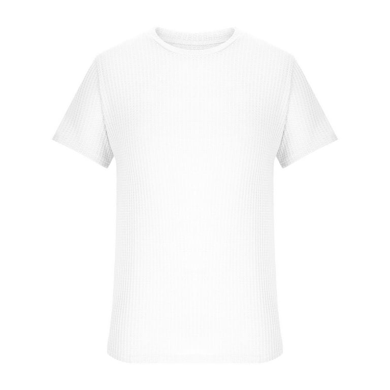 ROLAROLA★大人気★PUFF CAP SLEEVE T-SHIRT WHITE♪ NoxwB Men's Summer Waffle Tee Slim Fit Short Sleeve Crew