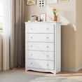 thumbnail image 3 of GALAXHERO 5 Drawer Dresser for Bedroom, Retro Wood Chest of Drawers, Tall Dresser with Round Metal Handle for Living Room, Hallway, Closet, White, 3 of 10