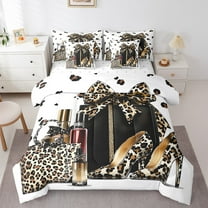 Erosebridal Leopard Print Bag Bedding Sets Twin Size, High Heel Comforter Sets with Sheets, Female Fashion Reversible Bed Set, Breathable Bedroom Decor, 7-Piece