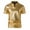 Gold, variant on ZCFZJW Men's Short Sleeve Slim Fit Glitter Party Street Tee Shirt Casual Metallic Stand Collar T-Shirt Streetwear Nightclub Tshirts Tops Black S
