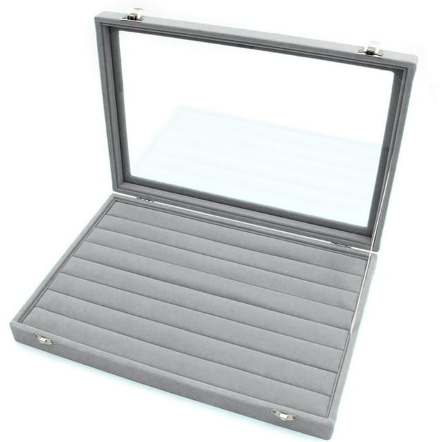 Caja de almacenamiento para anillos - Joyero con tapa de vidrio en vitrina para anillos MFZFUKR 2035256-1
