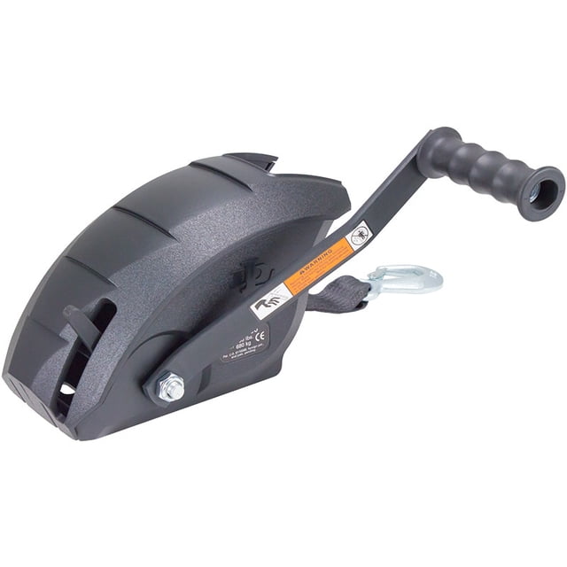 Dutton Lainson Corp Trailer Boat Winch 17027 Heavy Duty; Hand Operated; 1500 Pound Line Pull Capacity; 9-1/2 Inch Handle Length; Powder Coated Textured Charcoal Gray; Reversible Ratchet