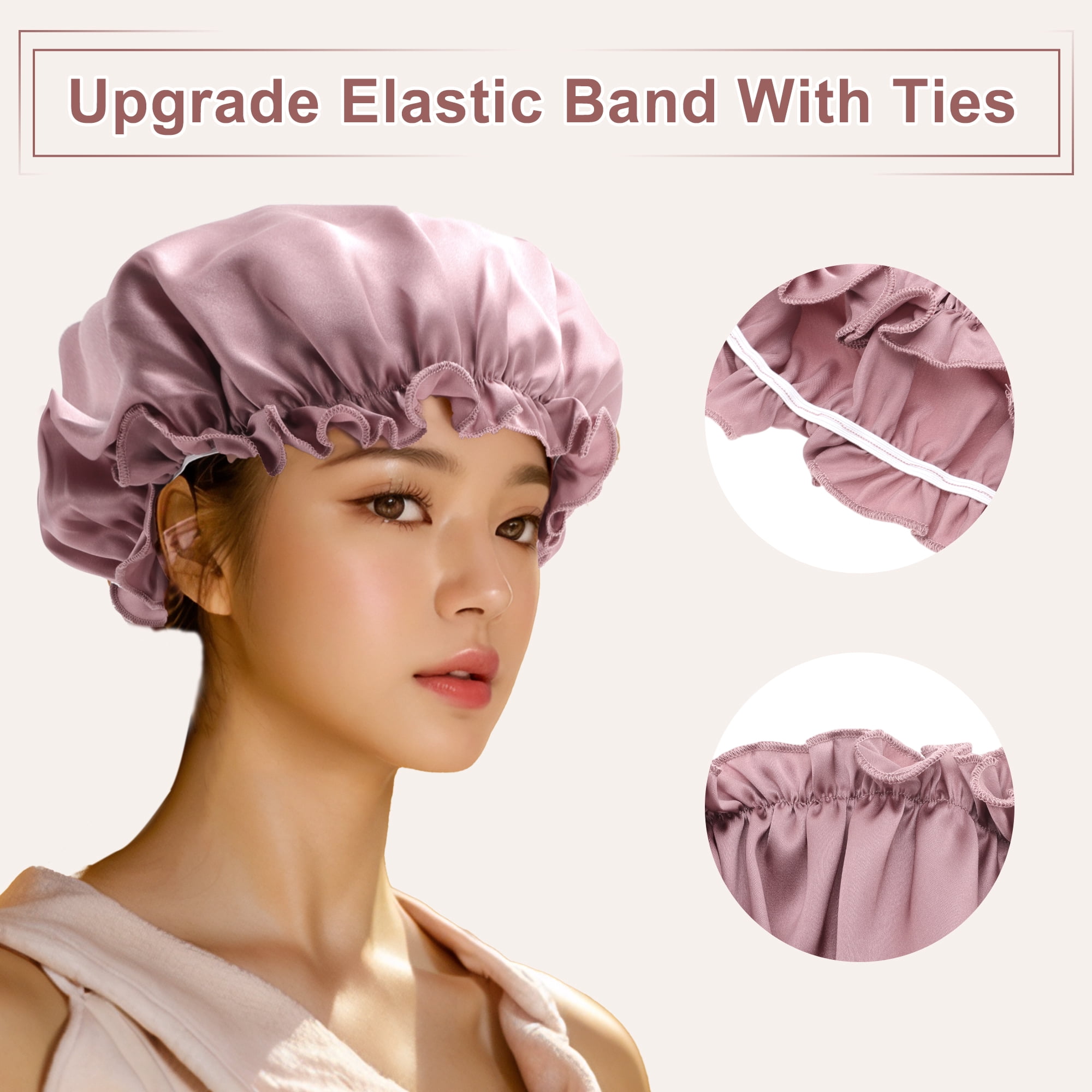 Unique Bargains Sleep Caps with Adjustable Elastic Bands 1 Pc Pink L