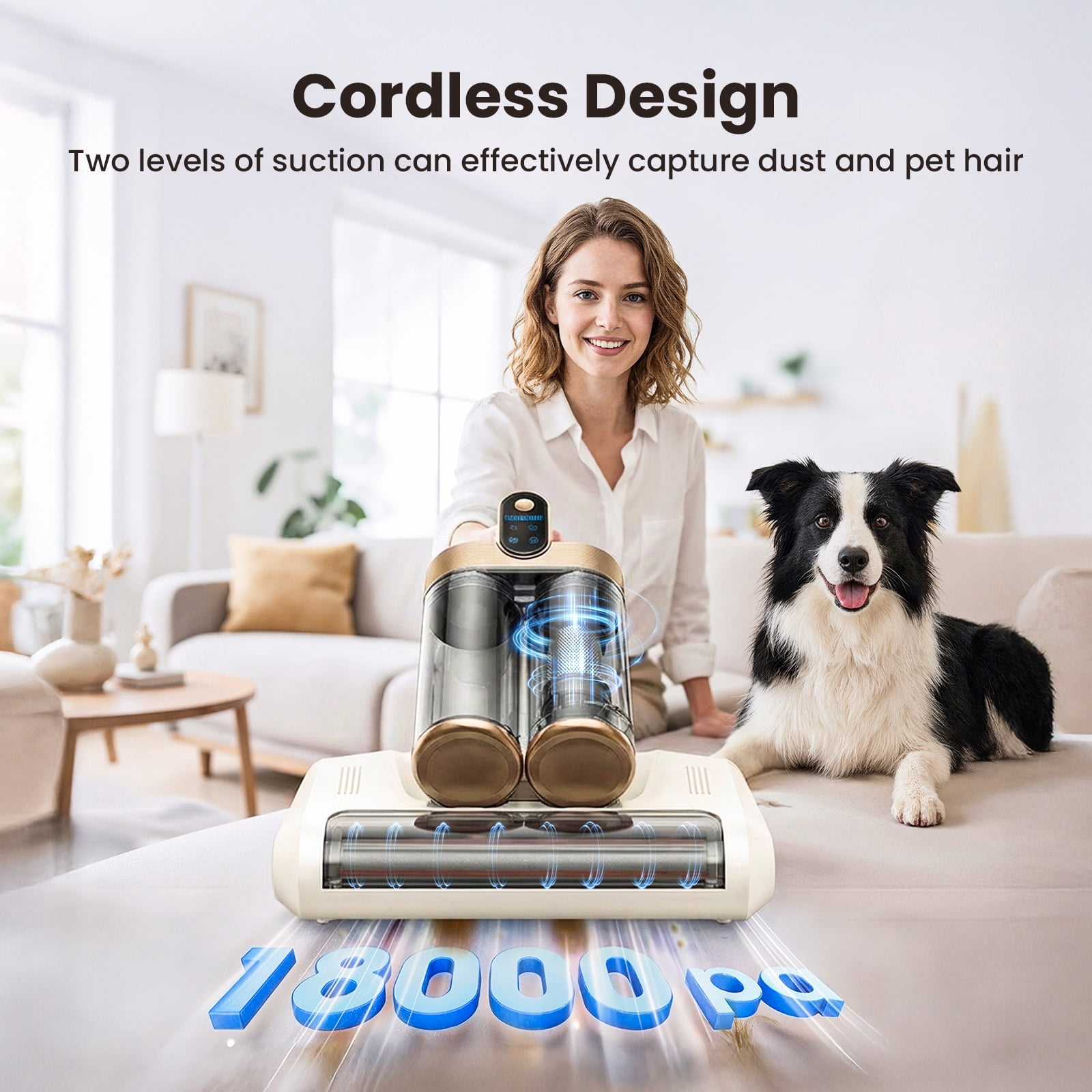 KANFUAQ Mattress Vacuum Cleaner, 18Kpa/30Mins Cordless Bed Vacuum with UV Light & LED Display, Handheld Vacuum for Bed Couch Crib