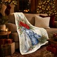 thumbnail image 3 of Winter Poinsettia Blue Chinoiserie Floral Arrangement Christmas, Festive Holiday Scene, Warm Flannel Blanket for Living Room and Reading Nook, Art Lovers Appreciation Gift, Festive Home Decor, 3 of 7