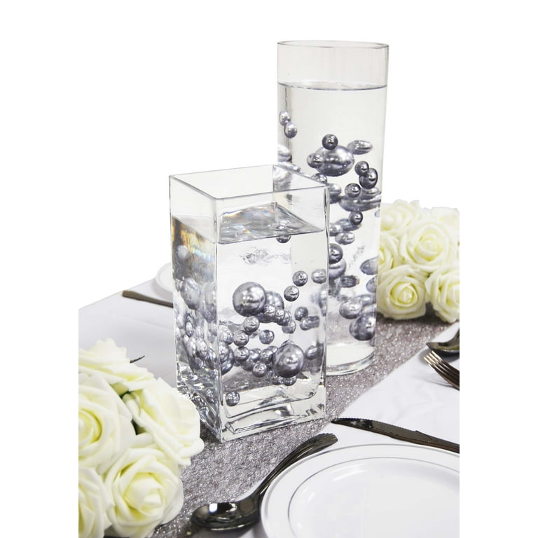 Craft And Party- Vase Filler No Hole Pearls -Assorted Sizes Vase Decorations  + Includes Transparent Water Gels 