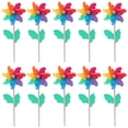 thumbnail image 2 of Molino de viento de plástico, 10 Uds., estaca de jardín, mango de madera, jardín, césped, fiesta, guardería, decoración al aire libre, accesorios de fotografía, 2 of 8