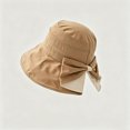 thumbnail image 4 of Hfnxid Women's Korean-Style Color-Block Bucket Hat with Bow, Wide-Brim Sun Cap for Face-Slimming Look, Breathable Lightweight Summer Shade Hat, 4 of 5