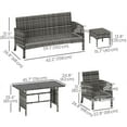 thumbnail image 3 of Outsunny 6 Piece Patio Furniture Set w/ Chairs Ottomans Sofa Table Cushions, 3 of 10