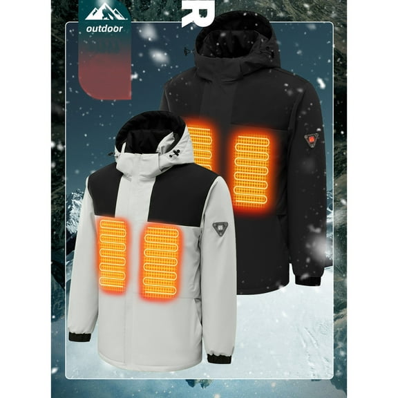 Tbopshirt Heated Jacket,Winter Coats for Women,Winter Heated Jacket Hooded Windbreaker Outdoors Sport Waterproof Raincoats