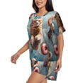 thumbnail image 2 of Rateoe Floating Cat And Donuts Pattern Women's Short-Sleeved Pajama Set - 2 Piece Soft and Lightweight Sleepwear Set-3X-Large, 2 of 7
