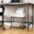 thumbnail image 4 of Under Desk Printer Stand, 2-Tier Industrial Printer Cart with Storage Shelf, Mobile Machine Holder Table Stand, for Home and Office, Rustic Brown and Black, 4 of 9