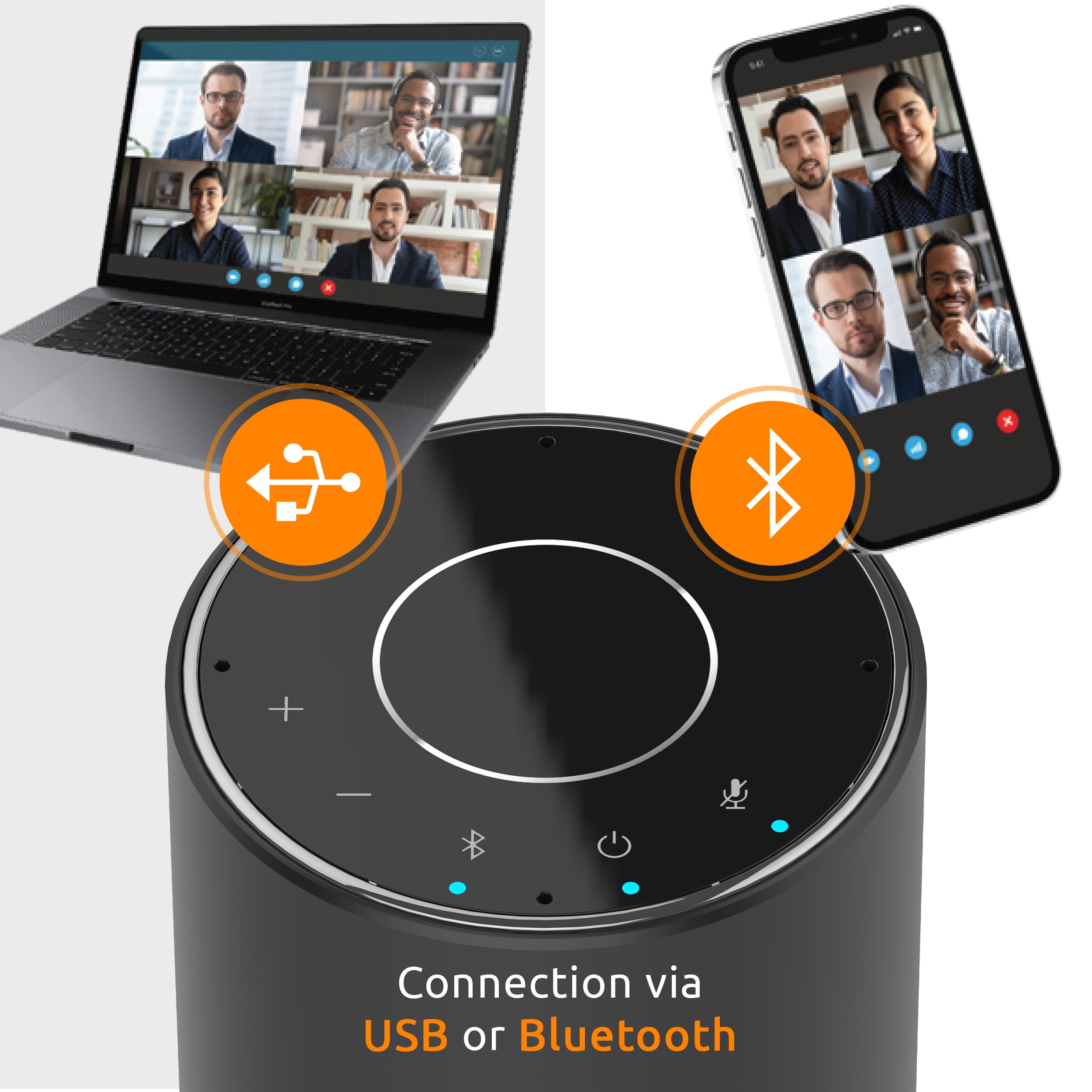 Toucan Conference Speaker with 4 Built-in Echo-Canceling Microphone - Black
