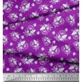 thumbnail image 2 of Soimoi Purple Cotton Duck Fabric Leaves & Jasmine Floral Printed Fabric 1 Yard 42 Inch Wide, 2 of 3