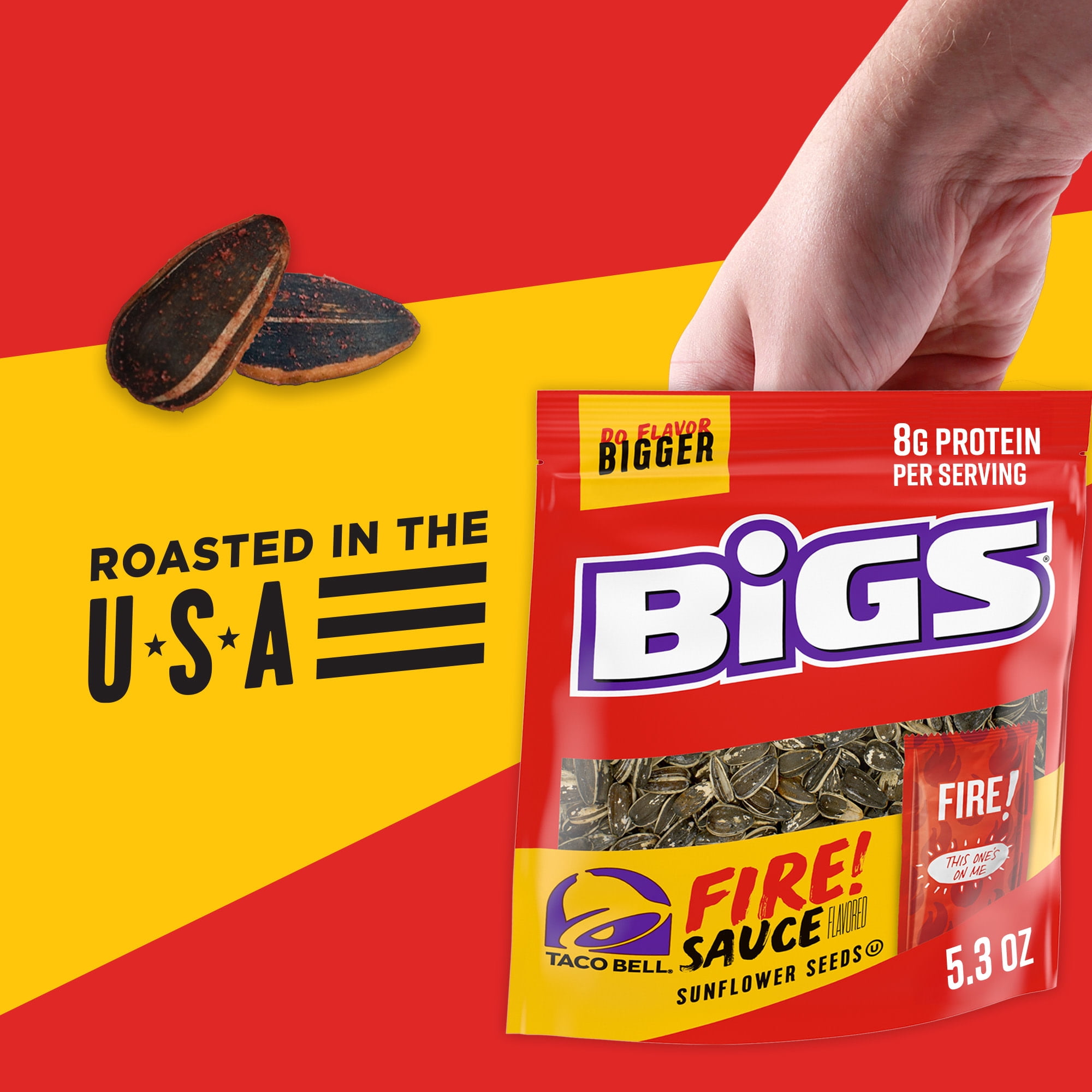 BIGS Taco Bell Fire Sauce Flavored Sunflower Seeds, Spicy Sunflower Seeds, 5.35 oz.