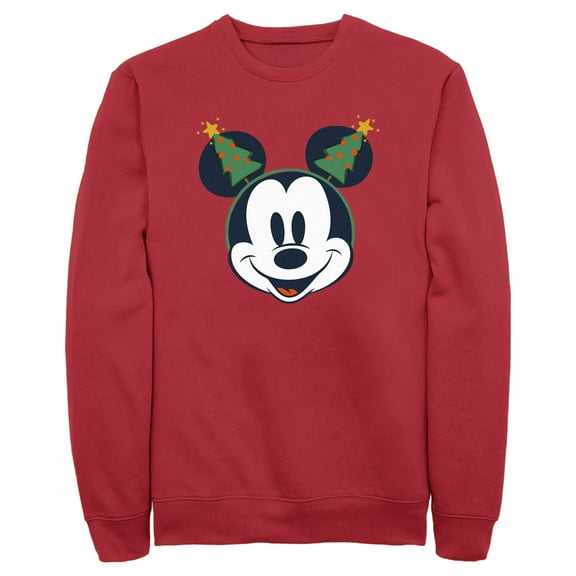 Men's Mickey & Friends Retro Christmas Tree Ears Sweatshirt Red 2X Large
