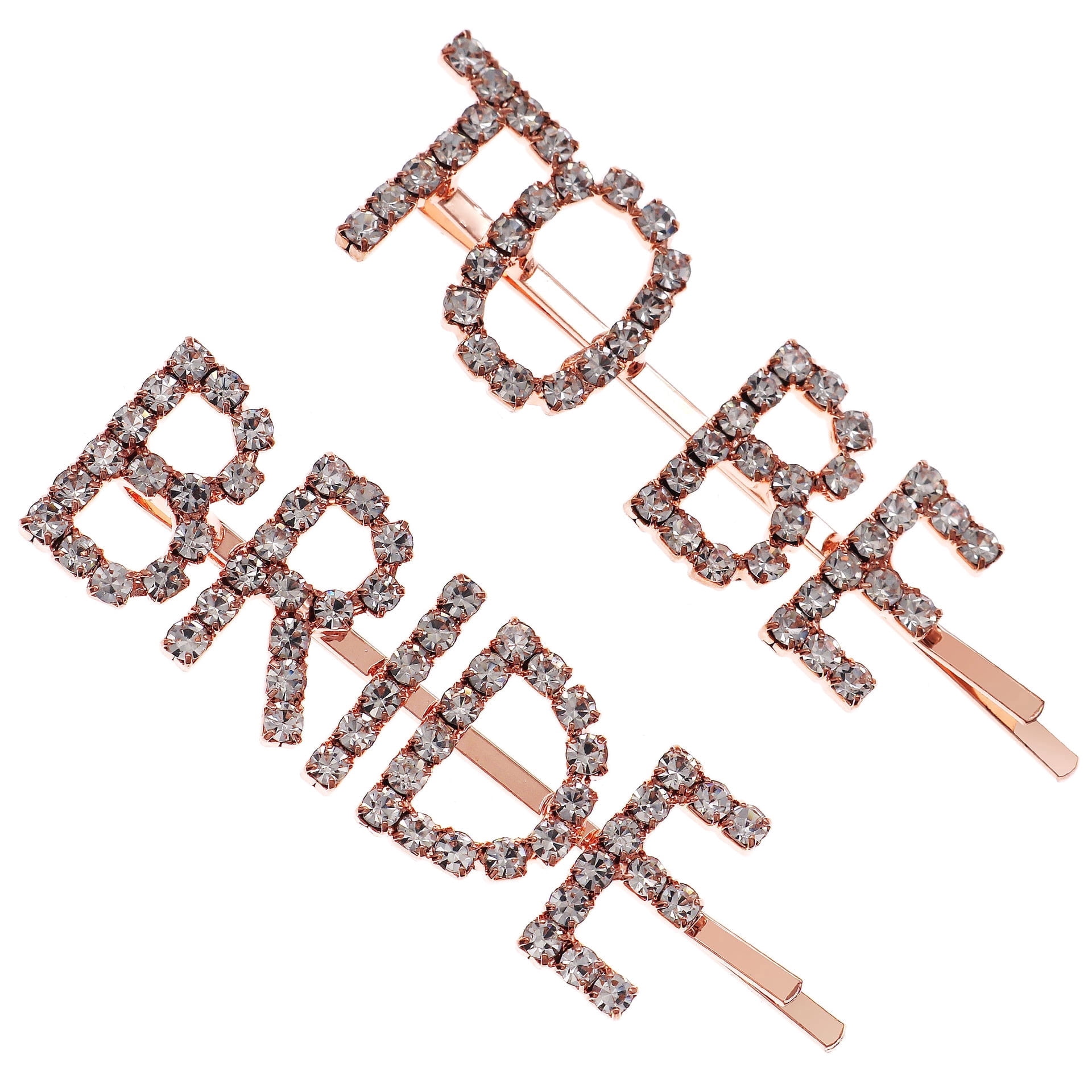 Miallo Bride to Be Hair Clips, Rose Gold 2Pcs Rhinestone Letter Bobby Pins for Bachelorette Party Favors & Bridal Shower Gifts