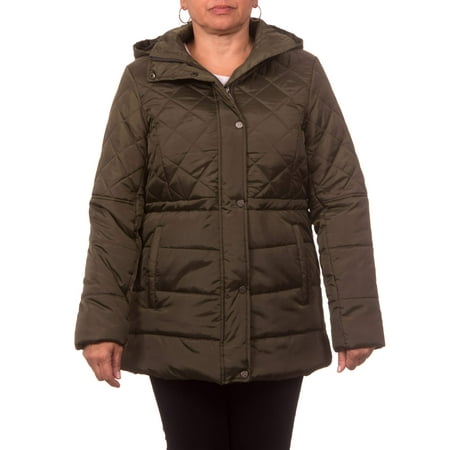 Women's Plus Size Quilted Anorak Puffer Coat (Best Puffer Jacket Women's)